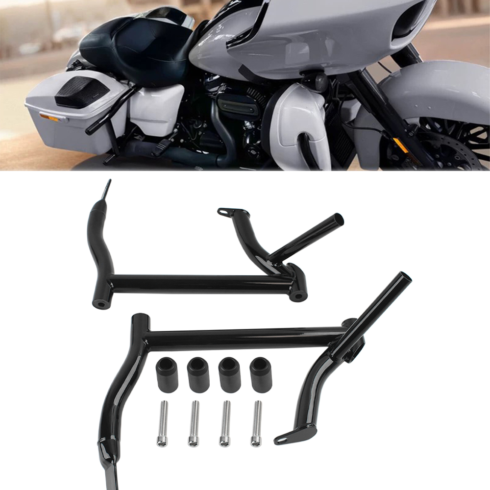 Motorcycle Gear Backpack - รถจักรยานยนต์สีดําSaddlebag Guard Railsกระเป๋าGuardsสําหรับHarley Road Glide Street