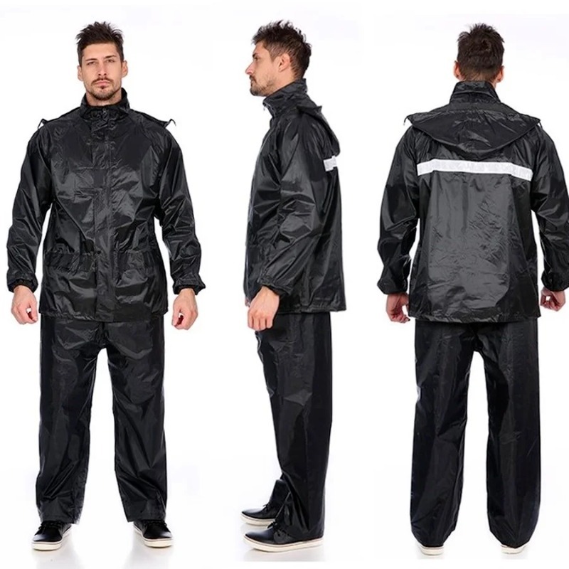 Motorcycle Gear Rain - รถจักรยานยนต์สีดําสีดําผู้ใหญ่เสื้อกันฝนกันน้ํา Rain Gear ชุดผู้ชายกางเกงกลางแจ้งชุดเดินป่าชุดกันฝนเสื้อกันฝนผู้หญิง Windbreaker