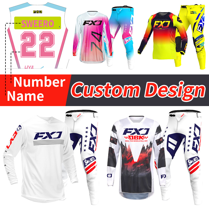 Motorcycle Gear White - ชุดมอเตอร์ไซค์วิบาก เสื้อและกางเกงสำหรับผู้ใหญ่ สีขาว ชมพู เหลือง ชุดโมโตครอสชายหญิง