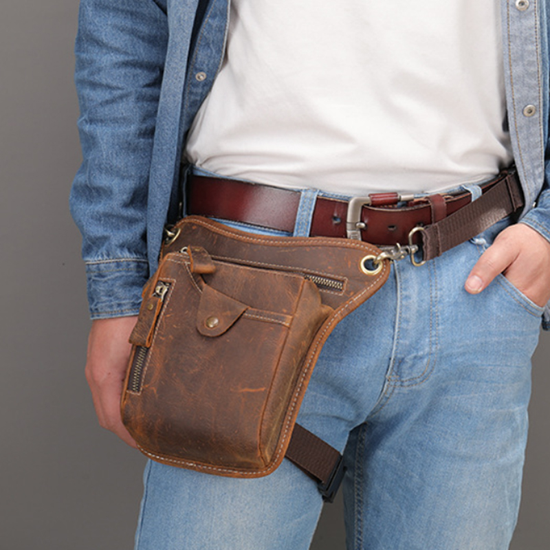Motorcycle Gear Backpack - Vintage Men เอว Fanny Pack วางขา