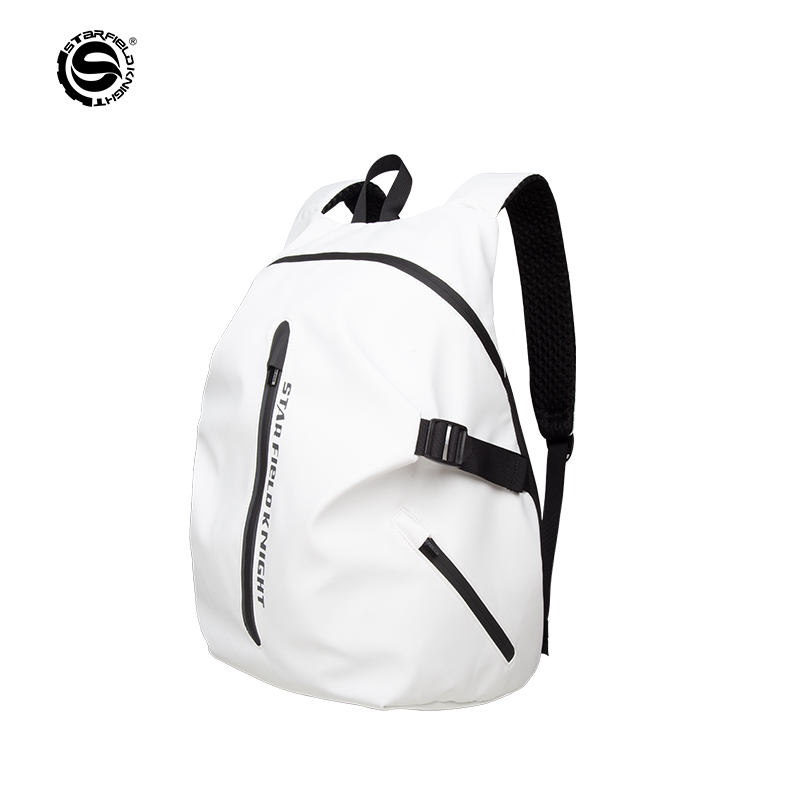 Motorcycle Gear White - กระเป๋าใส่หมวกกันน็อคมอเตอร์ไซค์ขนาดใหญ่ SFK สีขาว กระเป๋าเป้สะพายหลังสำหรับขี่จักรยาน อุปกรณ์กลางแจ้ง ผ้ากันน้ำ